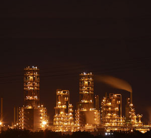 Refinery at night